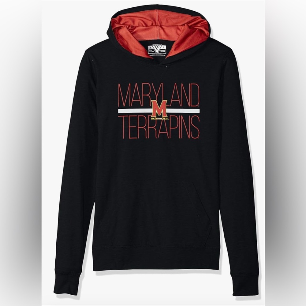Maryland Terrapins UMD Terps Women's Recovery Line Em Up Pullover Hoodie Black L - Picture 1 of 13